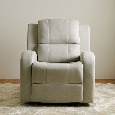 Crimson 1-Seater Fabric Recliner Sofa - Off-White - With 2-Year Warranty